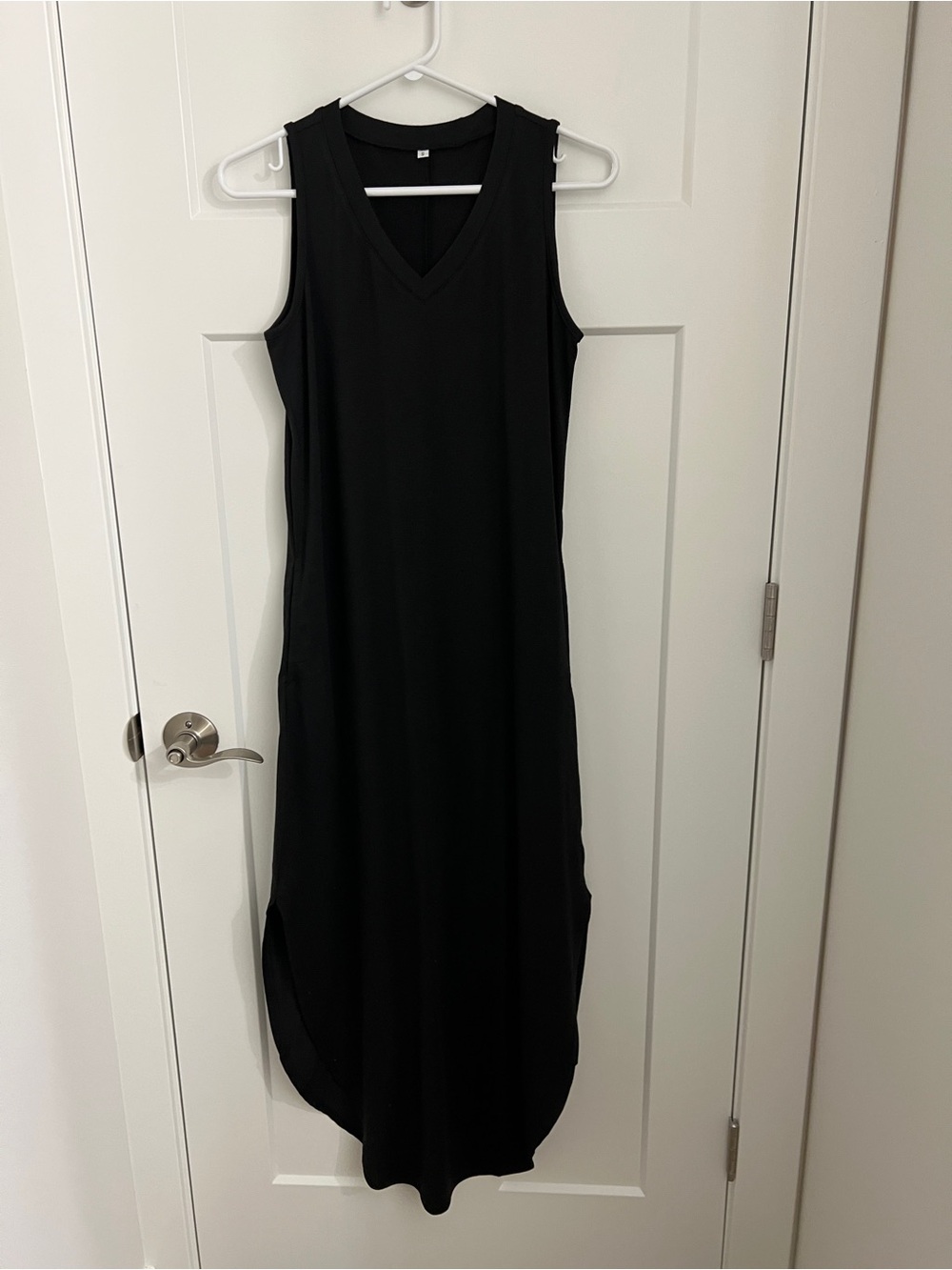 Black V-Neck Sleeveless T-Shirt Maxi Dress
